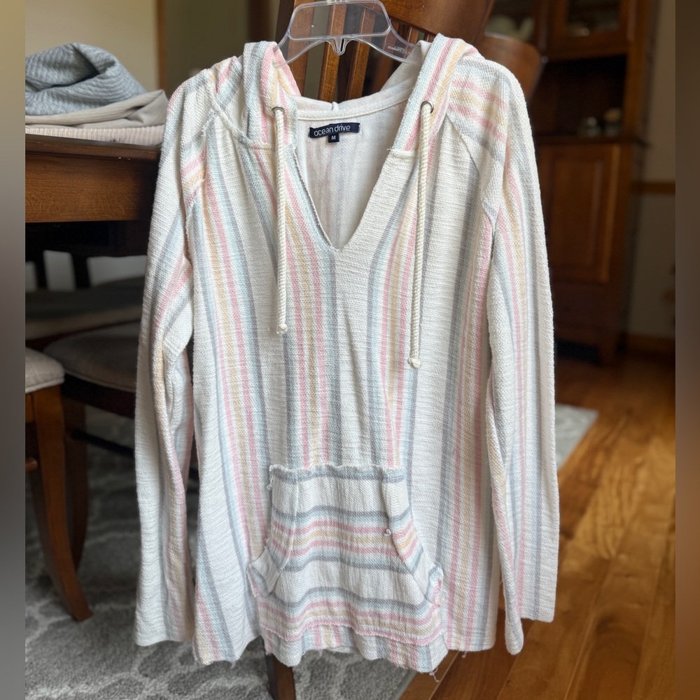 Ocean Drive Pastel Striped Knit Beach Sweater